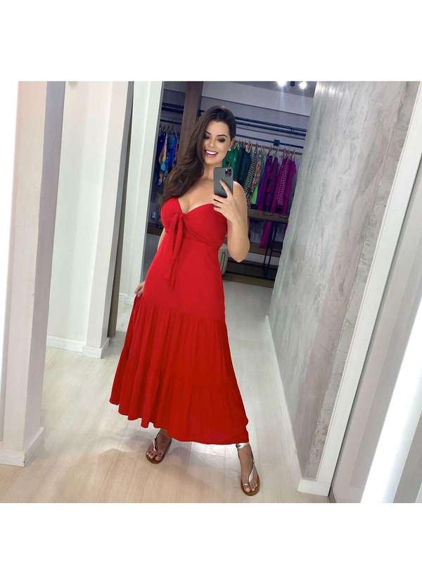 Closet Rc - Vestido Camila Midi Vermelho