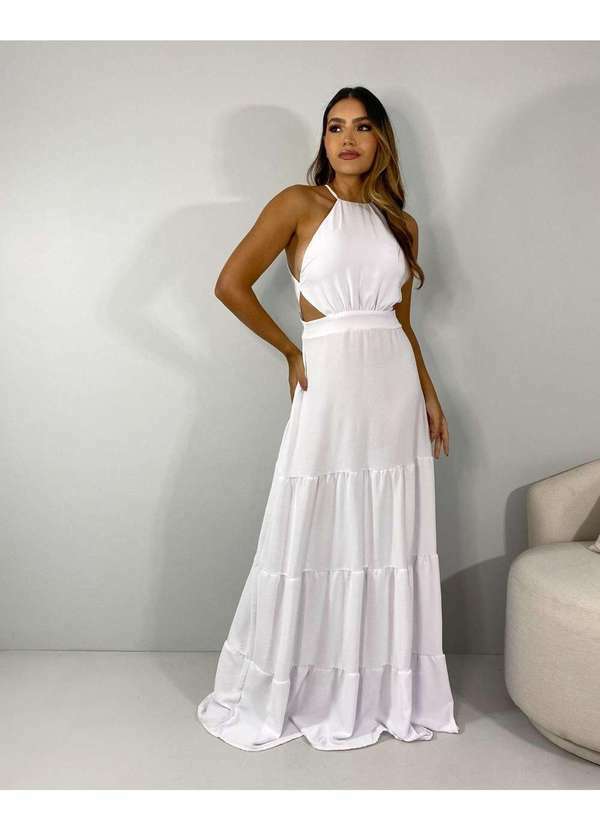 Closet Rc - Vestido Estefane Longo Branco