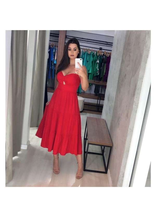 Closet Rc - Vestido Jéssica Midi Vermelho