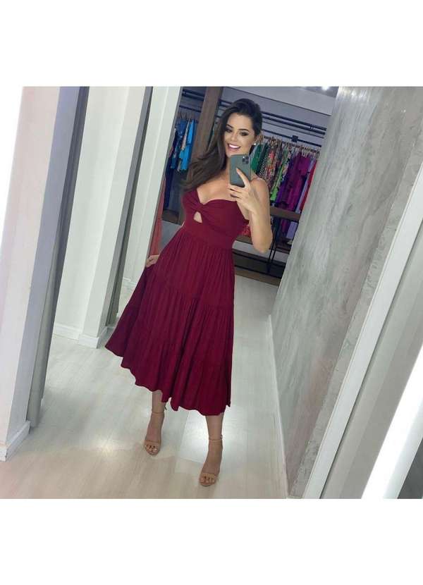 Closet Rc - Vestido Jéssica Midi Vermelho 3