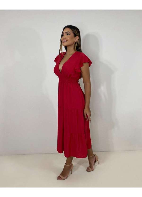 Closet Rc - Vestido Laís Midi Vermelho 4