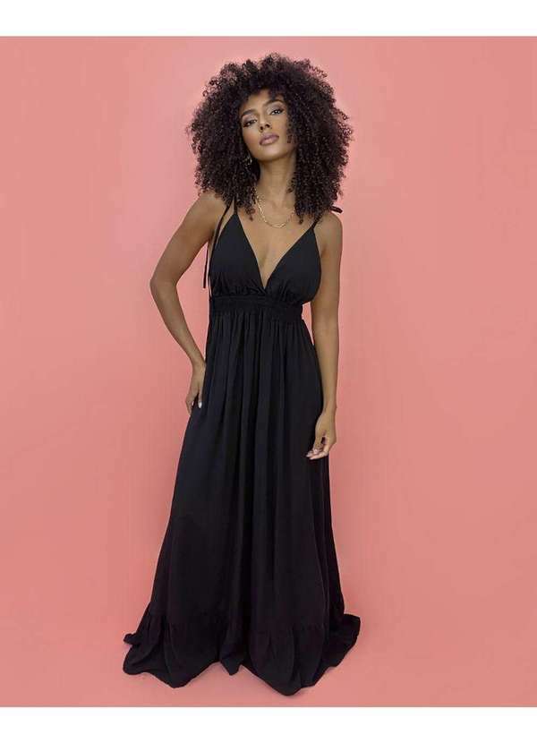 Closet Rc - Vestido Valentina Longo Preto