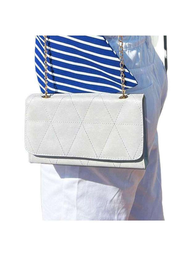 Luma Ventura - Bolsa Carteira Feminina Alça Corrente Giulie Branco White
