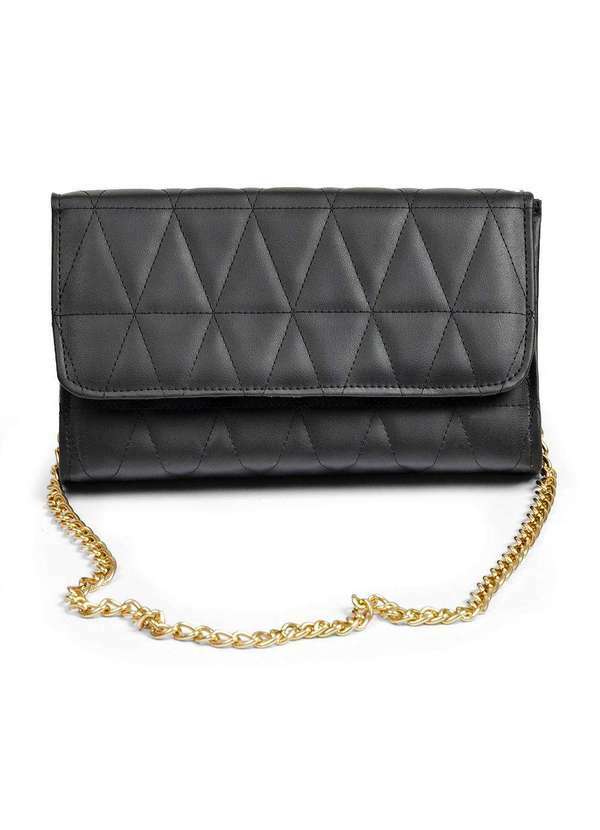 Luma Ventura - Bolsa Carteira Feminina Alça Corrente Giulie Preta Black