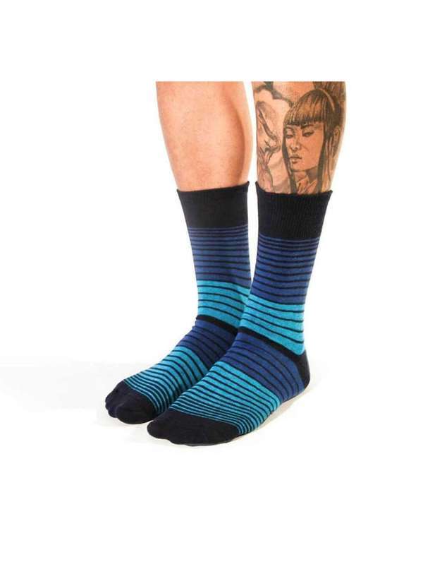 Sandro Moscoloni - Meia Masculina Cano Longo Sandro Moscoloni Listrada Azul Blue