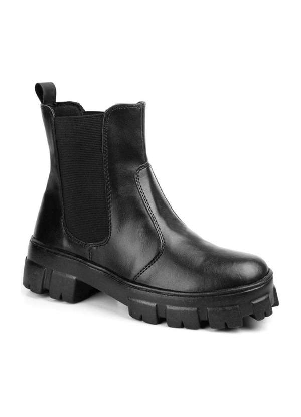 Polo State - Bota Coturno Feminino Tratorada Chelsea Elastico Puck Black Black