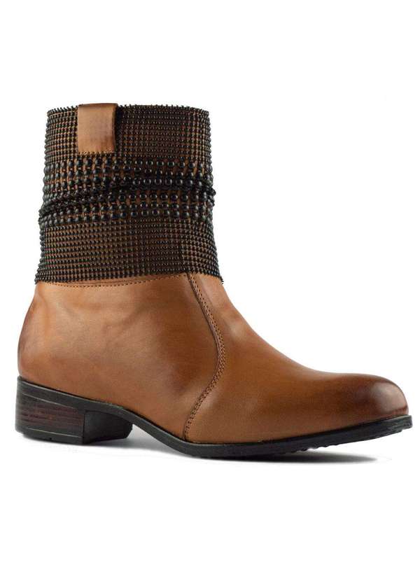 Sandro Moscoloni - Bota Feminina Cano Curto Couro Cupper Tan Tan