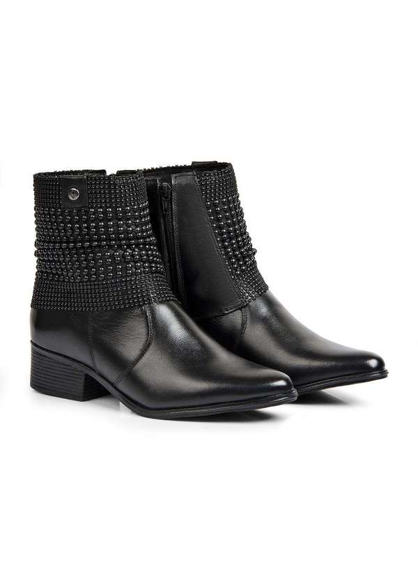 Sandro Moscoloni - Bota Feminina Cano Curto Couro Flavia Preta Black 2