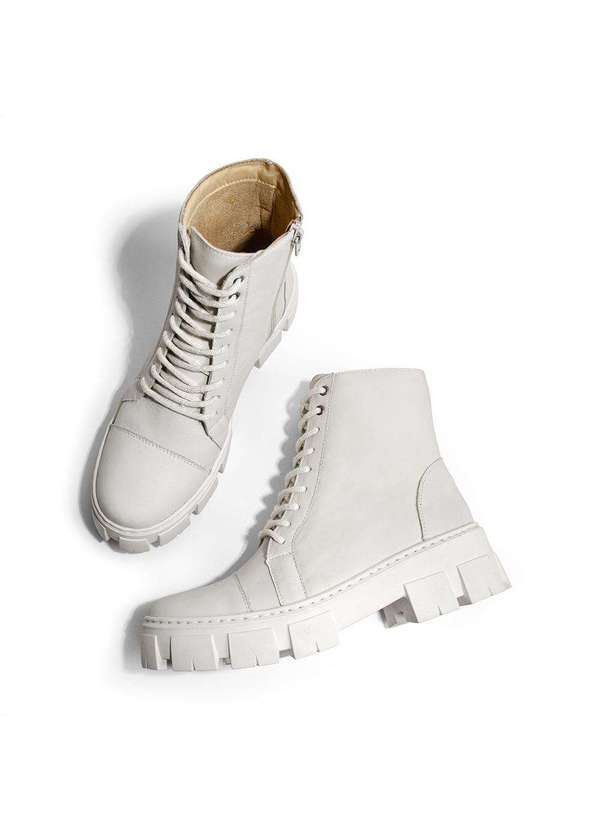 Sandro Moscoloni - Bota Feminina Coturno em Couro Tratorada Ethiopia Gelo Gelo 2