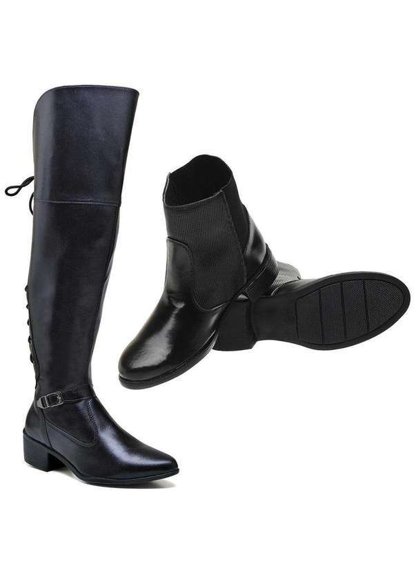 Luma Ventura - Kit Bota Over Feminina Luma Ventura Bonet e Coturno Giulia Preto Black