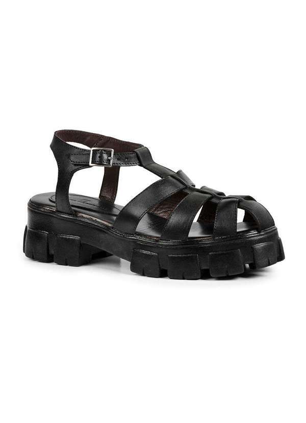 Sandro Moscoloni - Sandalia Feminina Sandro Moscoloni Couro Tratorada Angelica Preto Black