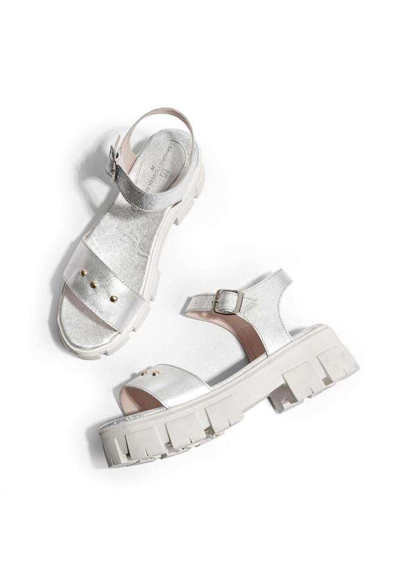 Sandro Moscoloni - Sandalia Feminina Sandro Moscoloni Couro Tratorada Enolla Prata Prata 2
