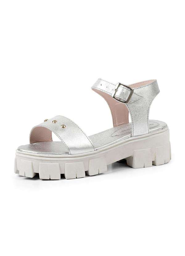 Sandro Moscoloni - Sandalia Feminina Sandro Moscoloni Couro Tratorada Enolla Prata Prata 4