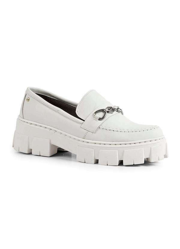 Sandro Moscoloni - Sapato Feminino Mocassim Tratorado Fabricia Branco White