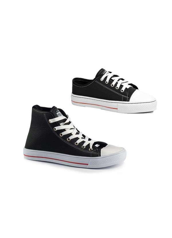 Polo State - Kit 2 Tênis Unissex All Polo Star Cano Alto e Cano Baixo Preto Black