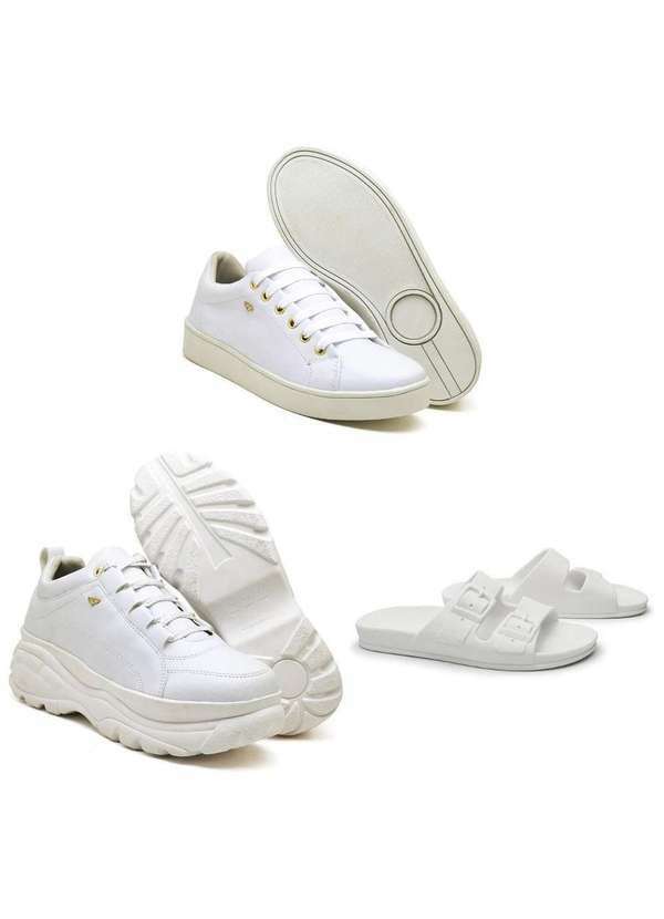 Luma Ventura - Kit Sapatênis Flat e Tênis e Sandália Birken Branca Black Friday White