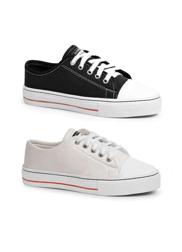 Luma Ventura - Kit Tênis Casual Feminino All Polo Star Preto/Branco Black/White