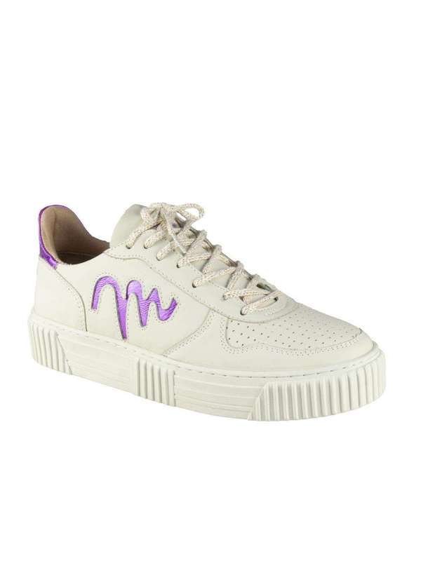Sandro Moscoloni - Tênis Casual Feminino Sandro Moscoloni Couro Anita Off White/Roxo Off White/Roxo