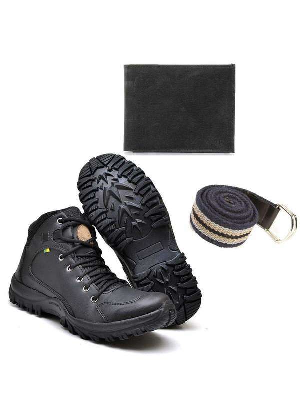 Polo State - Kit Bota Adventure Eco Canyon Trails e Cinto e Carteira Black Black