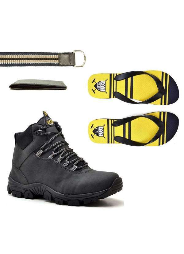 Polo State - Kit Bota Eco Canyon West Earth Pretaechineloyellowecintoecarteira Black