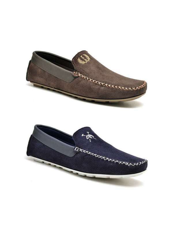 Polo State - Kit 2 Sapatos Masculinos Driver Polo State Trip Marrom e Azul Blue/Brown
