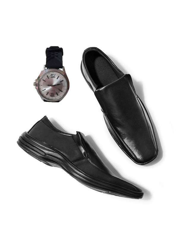 Polo State - Kit Sapato Social Masculino Polo State Christopher Pretoe Relogio Black