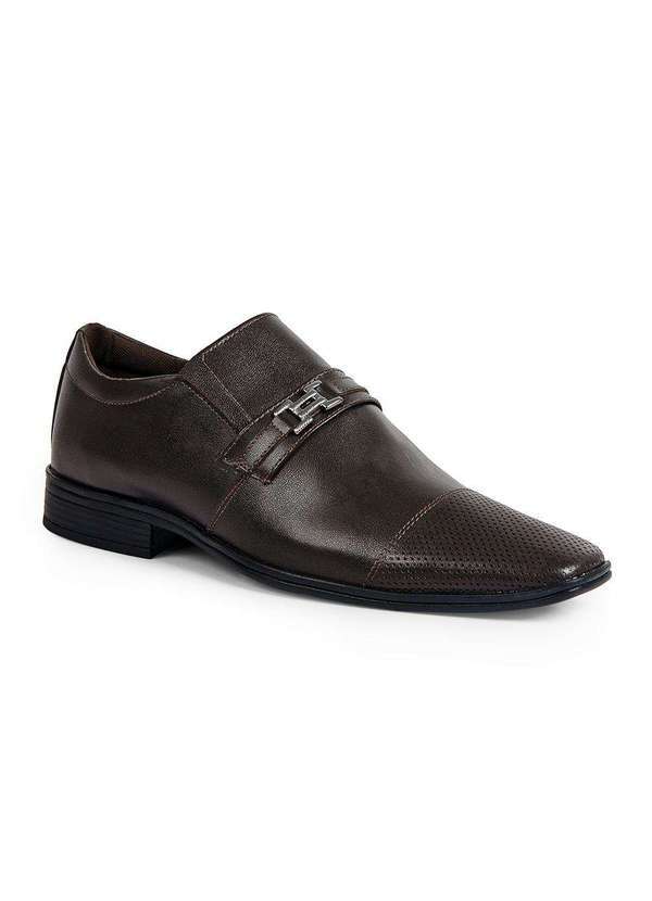 Sandro Moscoloni - Sapato Masculino Social em Couro Day By Day Classique Marrom Coffee
