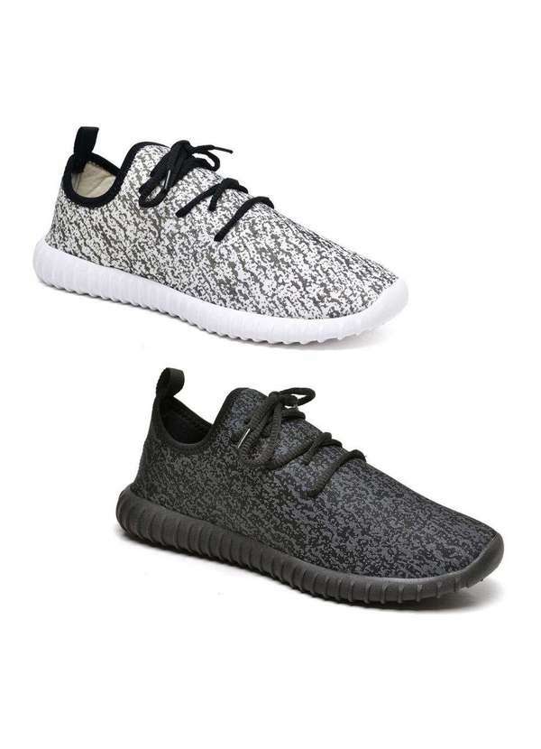 Sandro Moscoloni - Kit 2 Tênis Masculino Conforto Fit para Caminhada Branco e Preto Colorfull