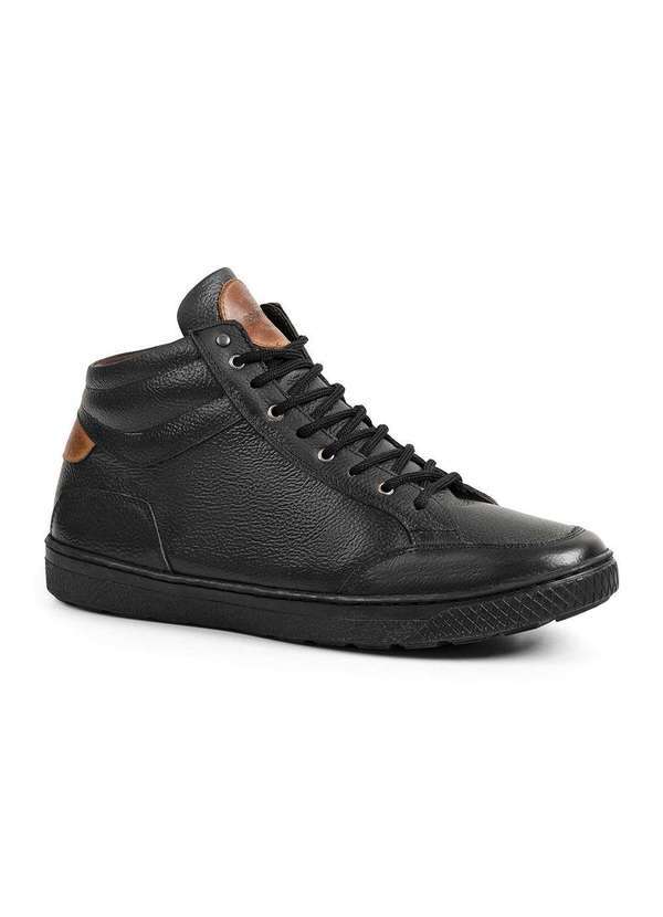 Sandro Moscoloni - Tênis Cano Alto Ziper Masculino Sandro Moscoloni Couro Zyk Black Black