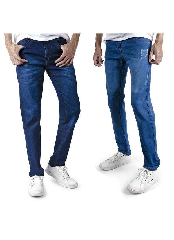 Polo State - Kit 2 Calça Jeans Masculino Skinny Azul Clara e Azul Escura Colorfull