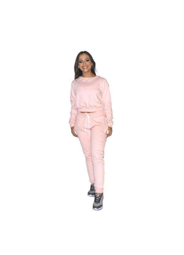 Luma Ventura - Conjunto Moletom Basic Luma Ventura Croped Rosa Pink
