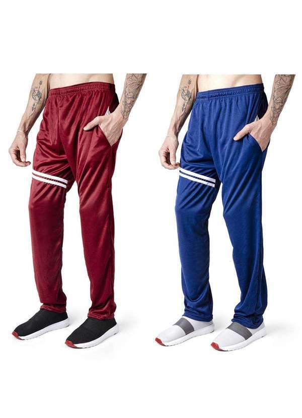 Polo State - Kit 2 Calça Sport Training Cacharrel Polo State Yuri Blue e Wine Colorfull