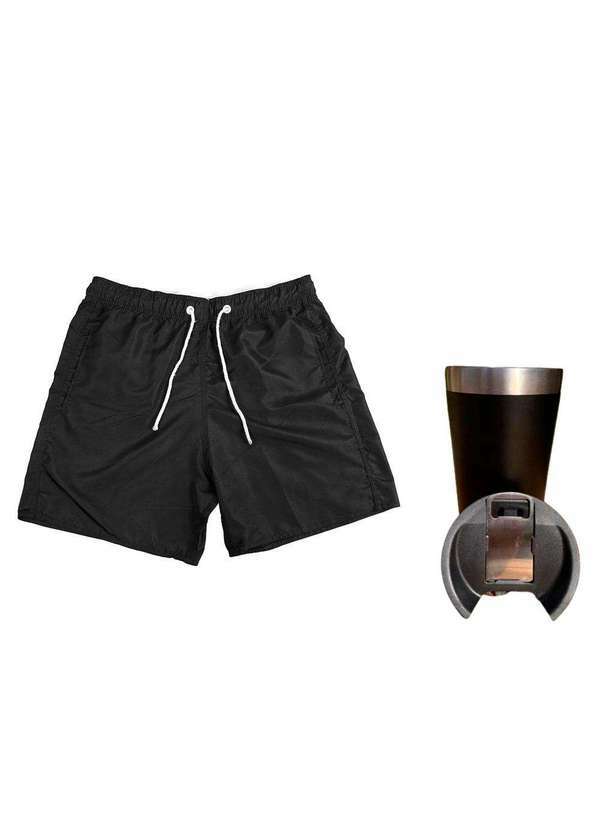 Polo State - Kit Short Mauricinho Jhow e Copo Térmico com Tampa/Abridor Black Black