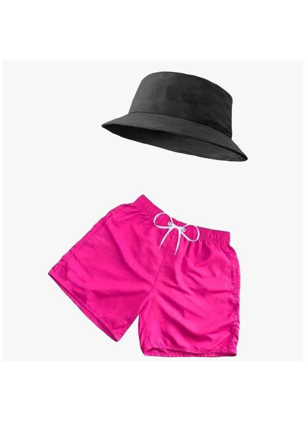 Polo State - Kit Short Polo State Mauricinho Pink com Chapeu Preto Colorfull