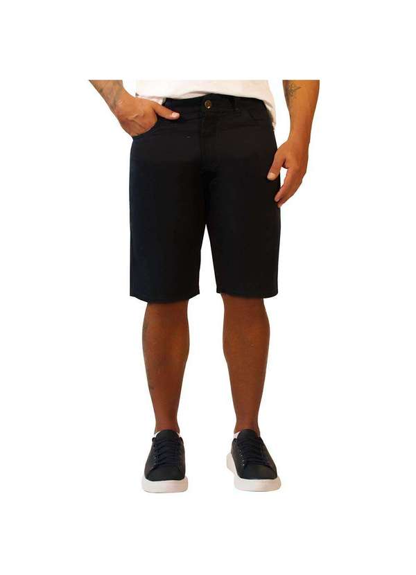 Sandro Moscoloni - Bermuda Jeans Masculina Sandro Moscoloni Basic Preto Black