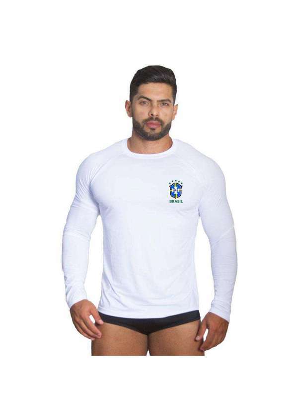 Polo State - Camiseta com Proteção Solar Uv Brazão Brasil White