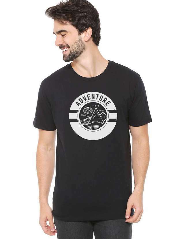 Eco Canyon - Camiseta de Algodão Masculina Eco Canyon Adventure Preta Black