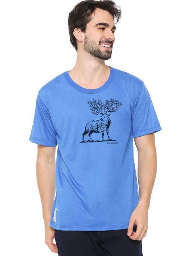 Eco Canyon - Camiseta Masculina Eco Canyon Cervo Azul Blue