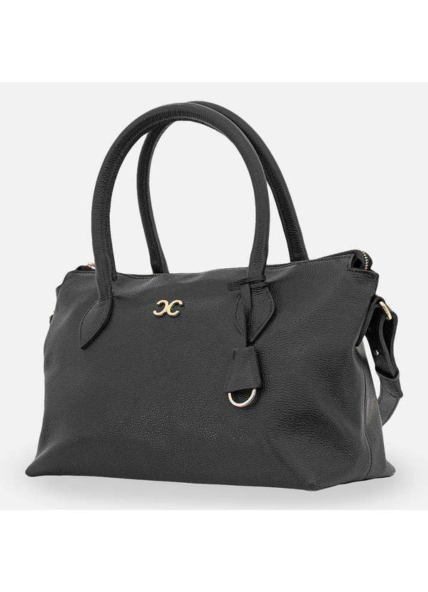 Comfort - Bolsa Textura Lisa Logo Frontal Preta Preto 2