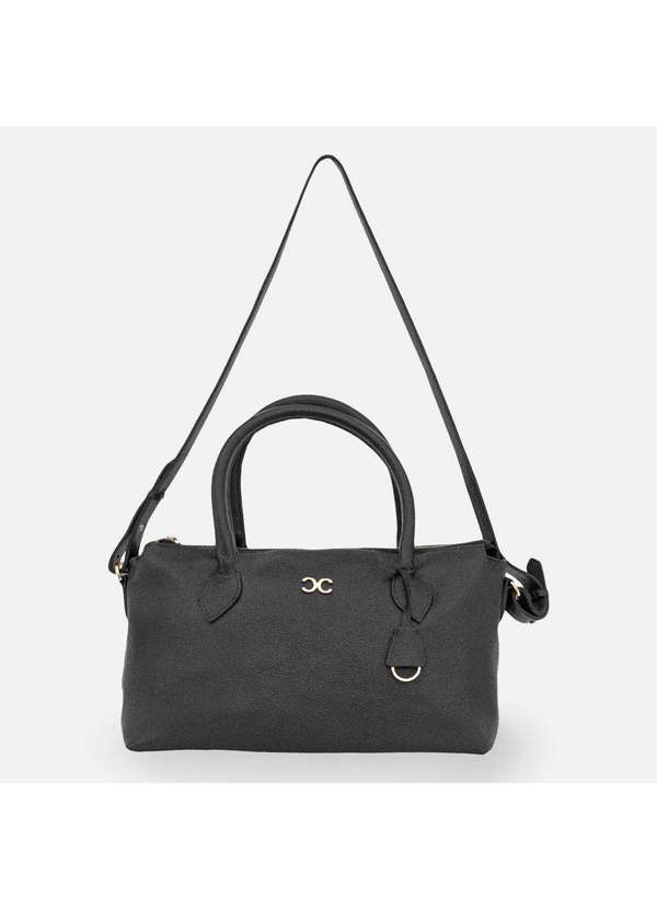 Comfort - Bolsa Textura Lisa Logo Frontal Preta Preto 3