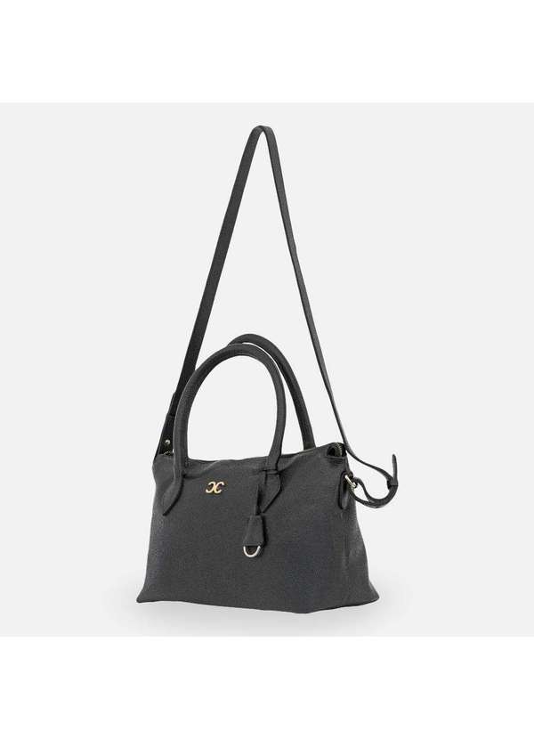 Comfort - Bolsa Textura Lisa Logo Frontal Preta Preto 4