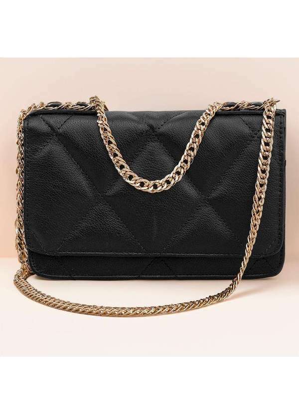 Comfort - Bolsa Tiracolo Estruturada Correntes Comfort Preto