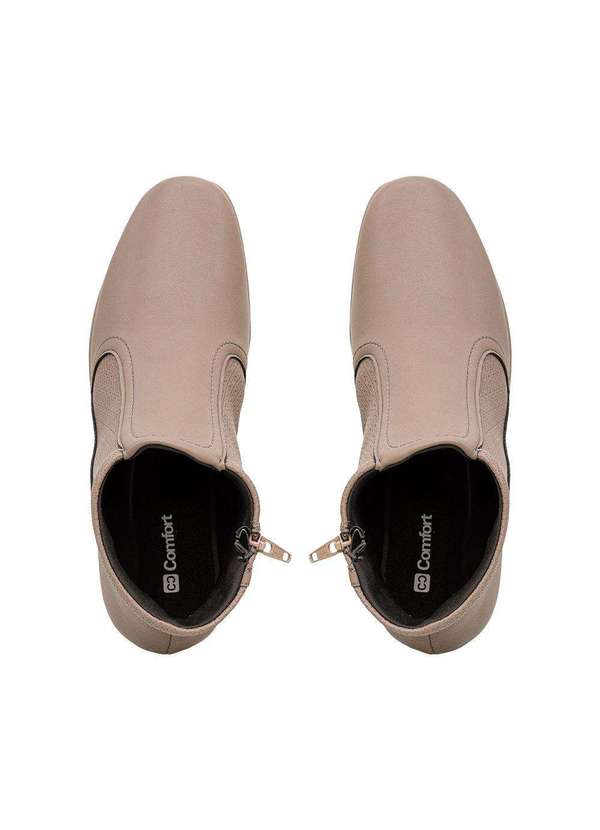 Comfort - Bota Cano Curto Salto Anabela Comfort Taupe