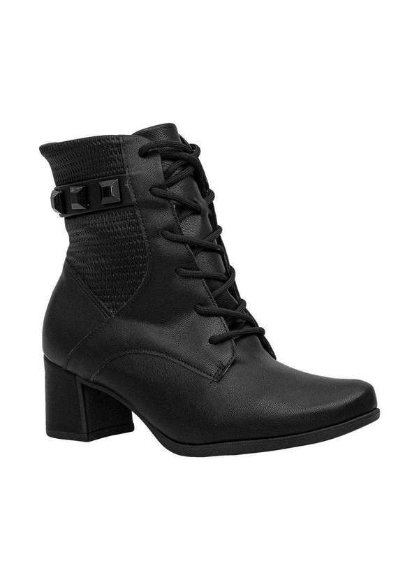 Comfort - Bota Feminina Cano Alto Detalhe Texturizado Comfort Preto