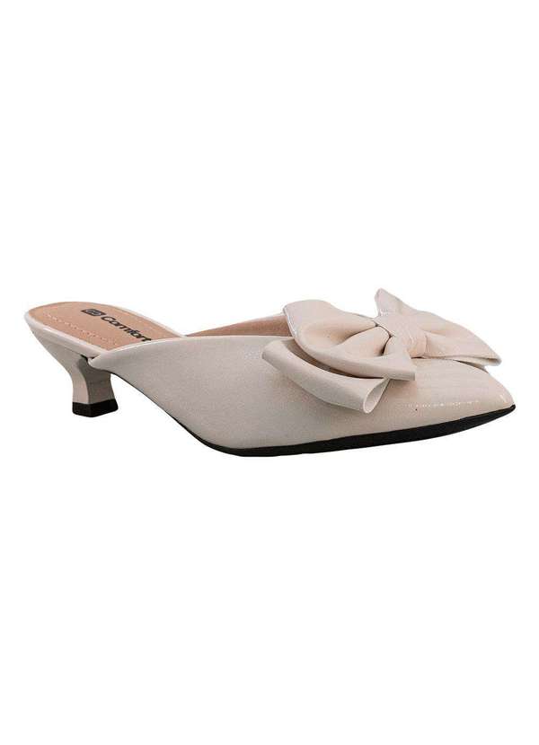 Comfort - Mule Feminino Verniz Hibisco com Laço Comfort Elegante Off White