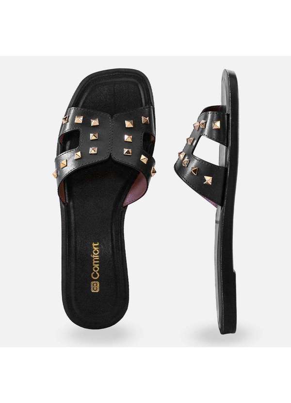 Comfort - Rasteira Tachas Metalizadas Combat Preto 3