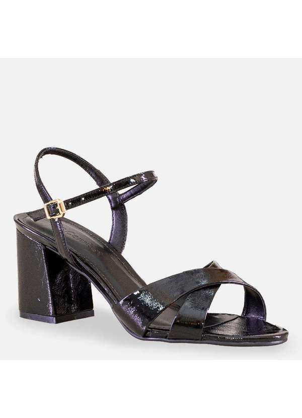 Comfort - Sandália Couro Salto Bloco Verniz Onça Preto 3