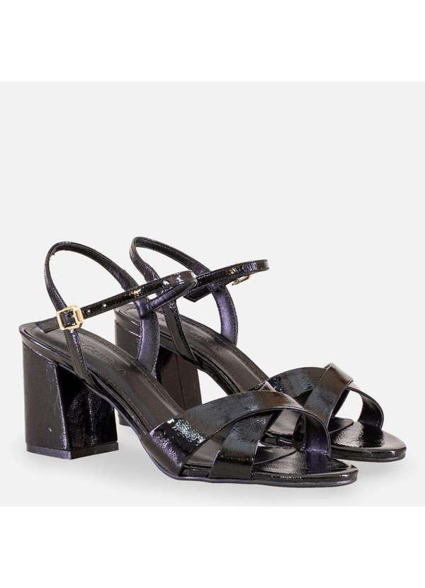 Comfort - Sandália Couro Salto Bloco Verniz Onça Preto 5