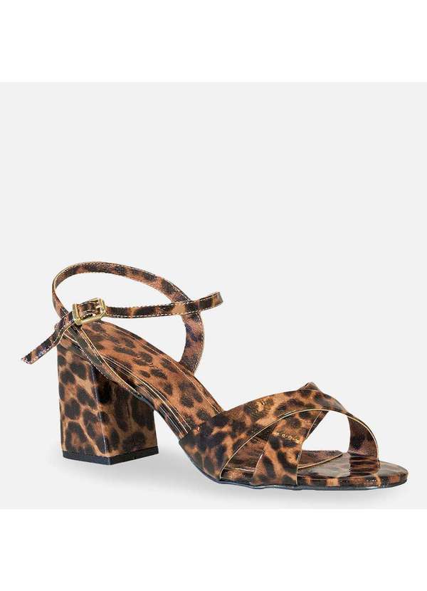 Comfort - Sandália Couro Salto Bloco Verniz Onça Onca 2