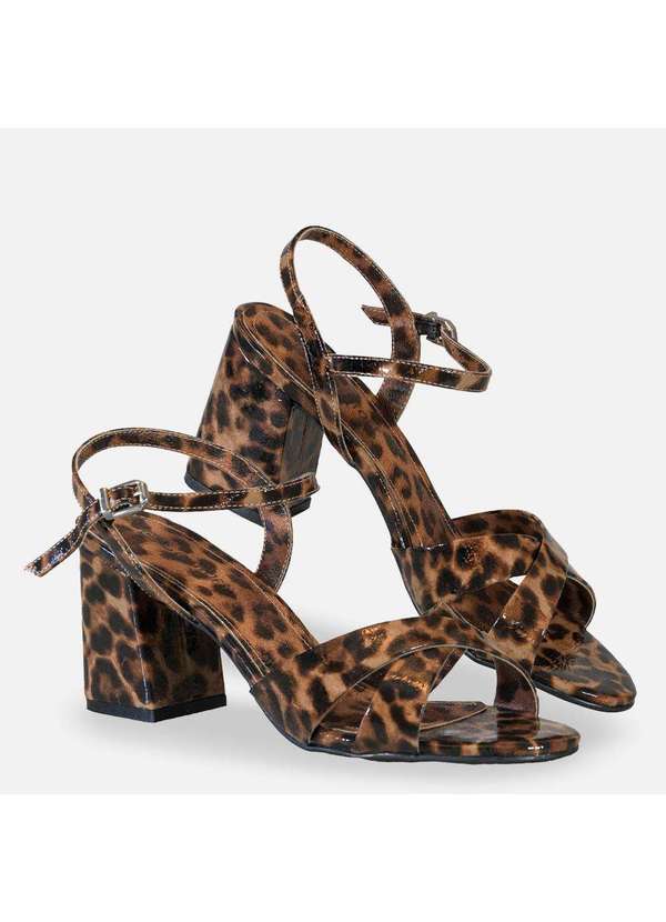 Comfort - Sandália Couro Salto Bloco Verniz Onça Onca 3